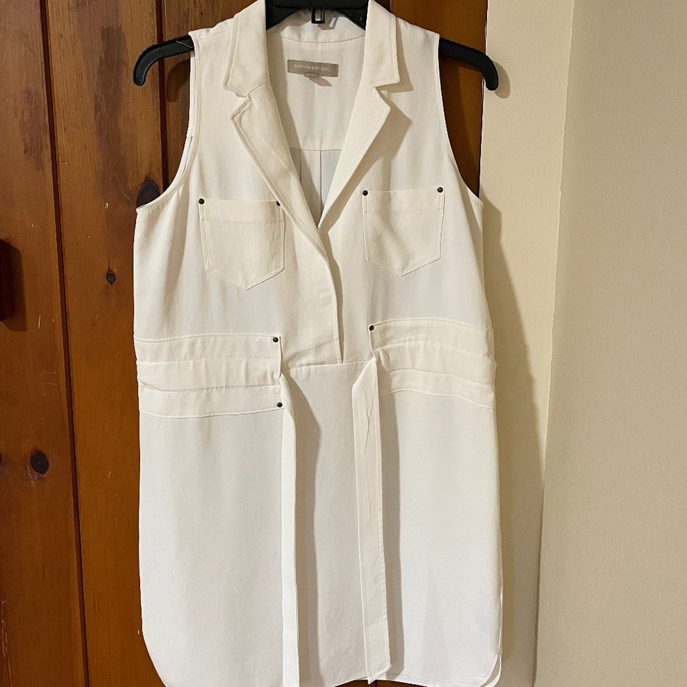 Banana Republic White Sleeveless Shirt Dress